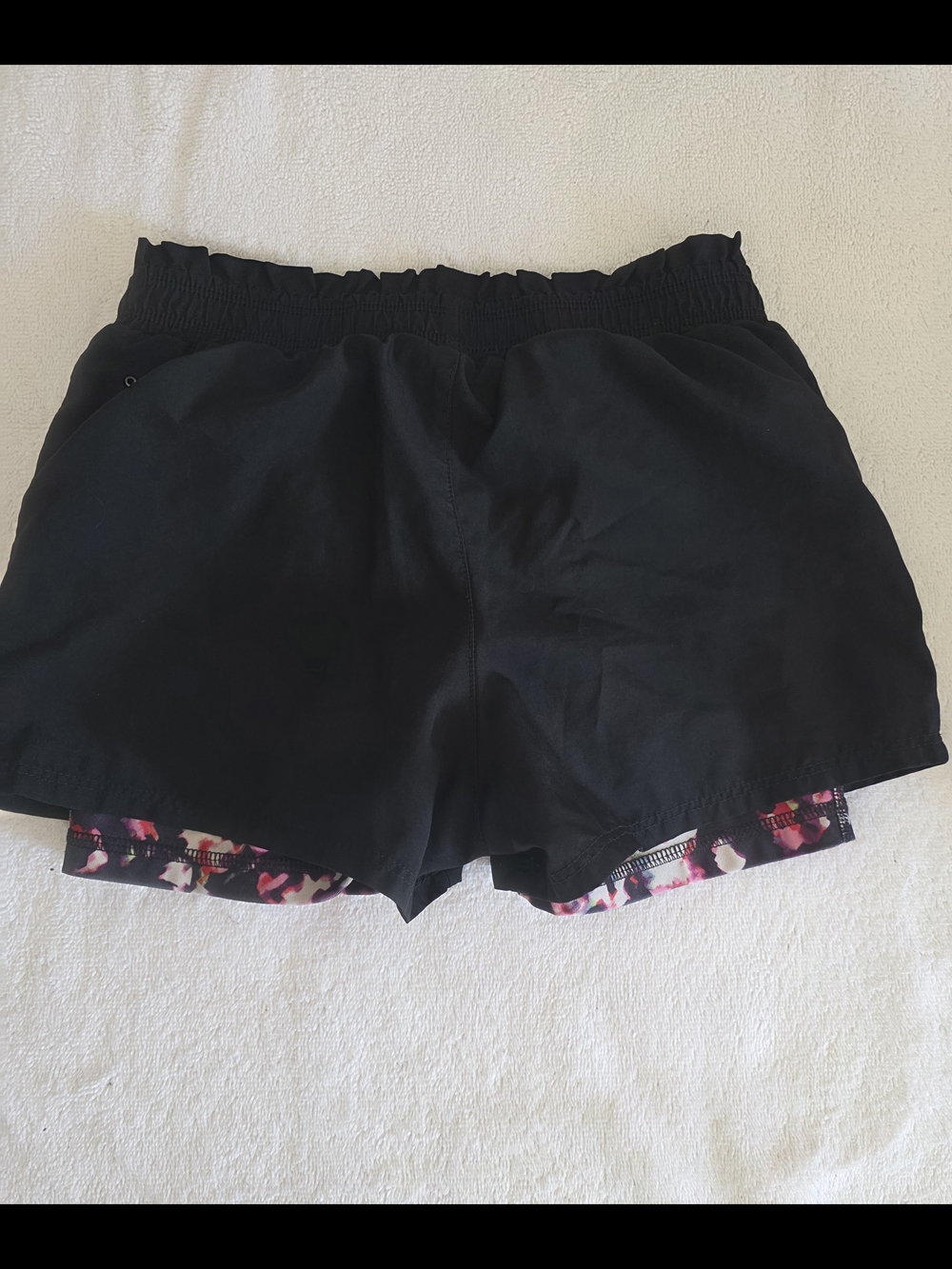 4 For $20 Xersion Black Layered Shorts with Pink Patterned Liner